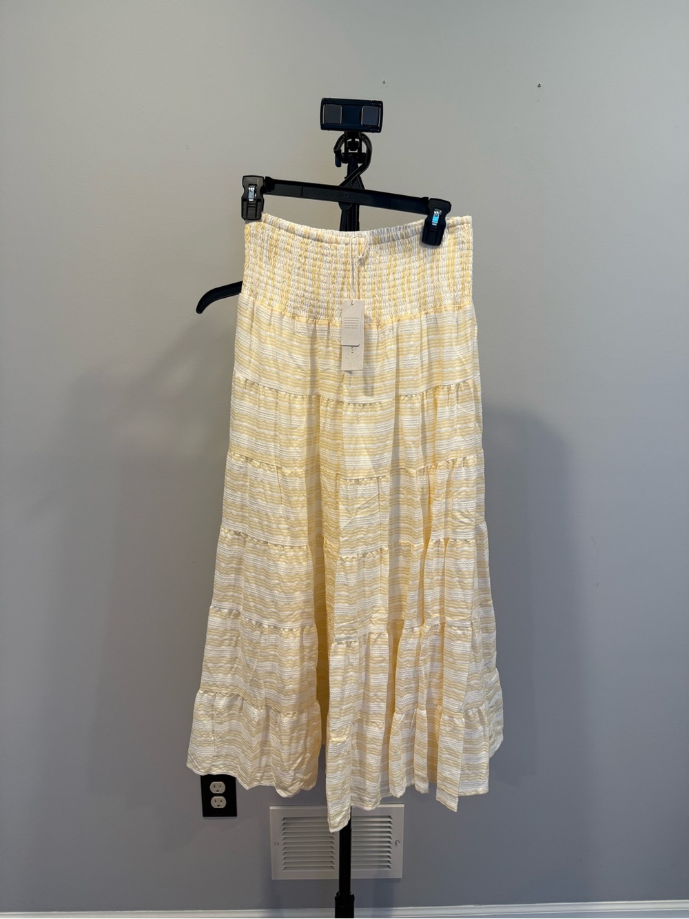 Altar’d State Yellow Ivory Striped Textured Maxi Skirt - Picture 4 of 5